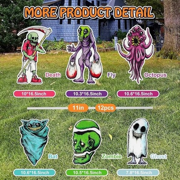 6 Pcs Decor Garden Lawn Yard Signs Stakes Halloween Decorations Outdoor - Picture 3 of 8